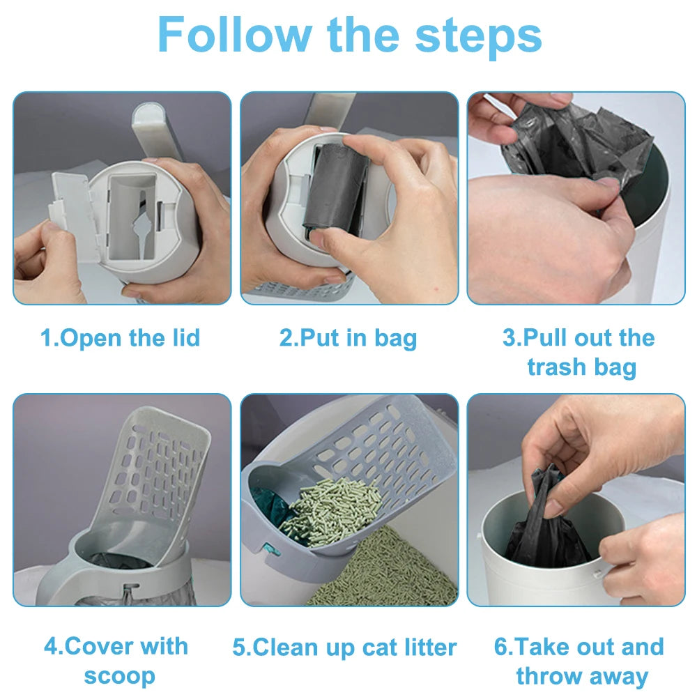 Efficient Cat Litter Shovel Scoop Kit: Refillable Bag for Pet Filter - Keep Your Space Fresh and Clean