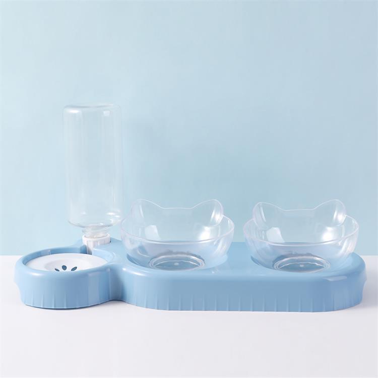 3-in-1 Cat Dog Food Bowl with Water Fountain