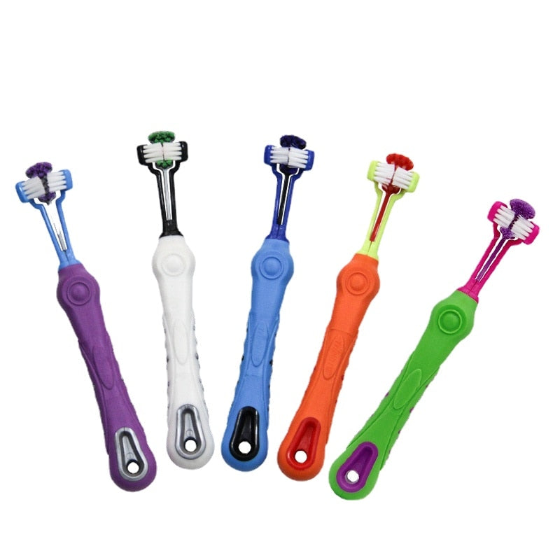 Three Sided Multi-Angle Toothbrush for Pets - Advanced Dental Care for Happy Pets