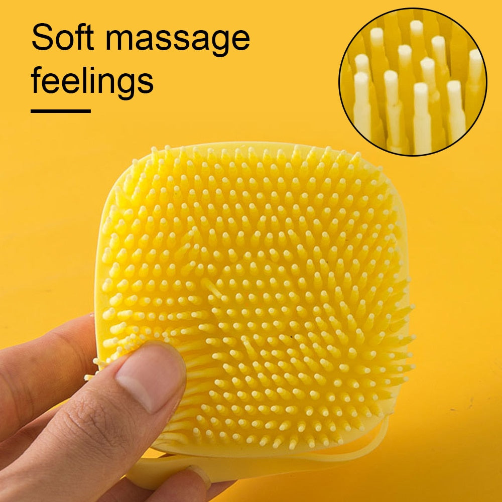 Efficient Soft Silicone Grooming Shower Brush with Shampoo Dispenser