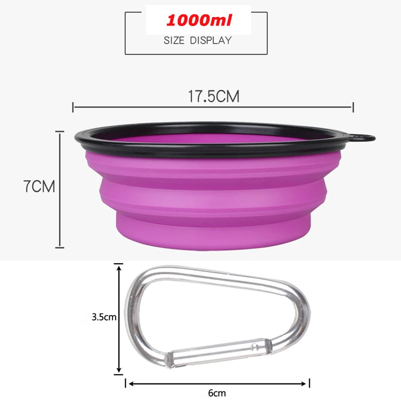 Convenient Large 1-Liter Collapsible Dog Water Bowl - Portable Folding Silicone Pet Bowl for Hydration on the Go