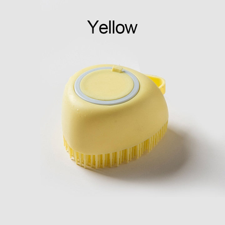 Efficient Soft Silicone Grooming Shower Brush with Shampoo Dispenser